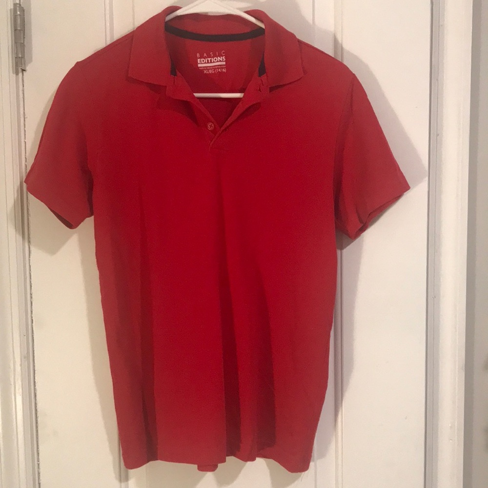 Red polo shirt